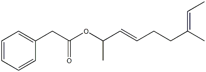 Phenylacetic acid 1,6-dimethyl-2,6-octadienyl ester Struktur