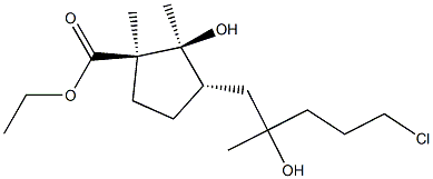 (1R,2S,3S)-2-Hydroxy-3-(5-chloro-2-hydroxy-2-methylpentyl)-1,2-dimethylcyclopentane-1-carboxylic acid ethyl ester Struktur