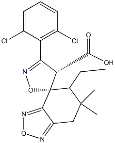 (4S,5S)-6',7'-Dihydro-6',6'-dimethyl-3-(2,6-dichlorophenyl)spiro[isoxazole-5(4H),4'(5'H)-[2,1,3]benzoxadiazole]-4-carboxylic acid ethyl ester Struktur