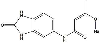 2,3-Dihydro-5-(3-sodiooxy-2-butenoylamino)-1H-benzimidazol-2-one Struktur