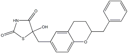 5-[[(3,4-Dihydro-2-phenylmethyl-2H-1-benzopyran)-6-yl]methyl]-5-hydroxythiazolidine-2,4-dione Struktur