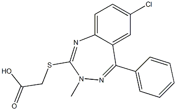 [(3-Methyl-5-phenyl-7-chloro-3H-1,3,4-benzotriazepin-2-yl)thio]acetic acid Struktur