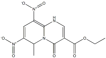 1,6-Dihydro-7,9-dinitro-6-methyl-4-oxo-4H-pyrido[1,2-a]pyrimidine-3-carboxylic acid ethyl ester Struktur