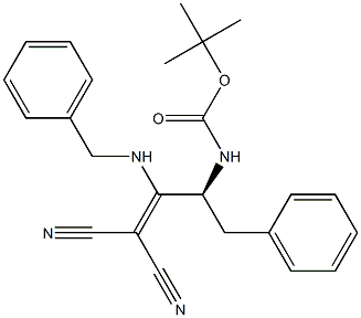 [(S)-3-Phenyl-2-[(tert-butoxycarbonyl)amino]-1-(benzylamino)propylidene]malononitrile Struktur