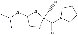 2-Cyano-2-(1-pyrrolidinylcarbonyl)-5-isopropylthio-1,3-dithiolane Struktur