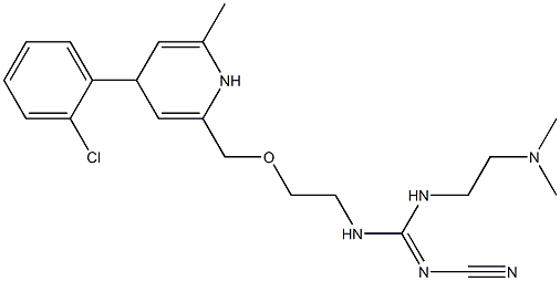 2-[[2-(2-Cyano-3-[2-(dimethylamino)ethyl]guanidino)ethoxy]methyl]-4-(2-chlorophenyl)-6-methyl-1,4-dihydropyridine Struktur