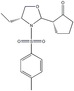 (2R)-2-[(2R,4R)-4-Ethyl-3-(4-methylphenylsulfonyl)oxazolidin-2-yl]-1-cyclopentanone Struktur