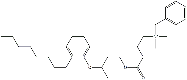 N,N-Dimethyl-N-benzyl-N-[3-[[3-(2-octylphenyloxy)butyl]oxycarbonyl]butyl]aminium Struktur