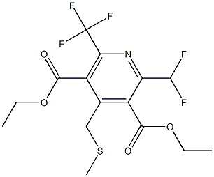 2-Difluoromethyl-6-(trifluoromethyl)-4-methylthiomethylpyridine-3,5-dicarboxylic acid diethyl ester Struktur