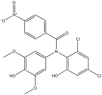 N-(2,4-Dichloro-6-hydroxyphenyl)-N-(4-hydroxy-3,5-dimethoxyphenyl)-4-nitrobenzamide Struktur