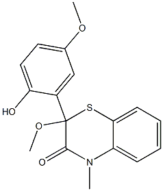 2-[2-Hydroxy-5-methoxyphenyl]-2-methoxy-4-methyl-4H-1,4-benzothiazin-3(2H)-one Struktur