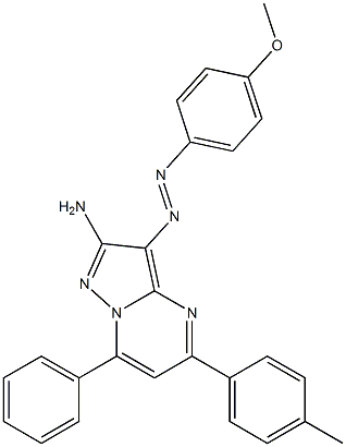 2-Amino-3-(4-methoxyphenylazo)-5-(4-methylphenyl)-7-phenylpyrazolo[1,5-a]pyrimidine Struktur