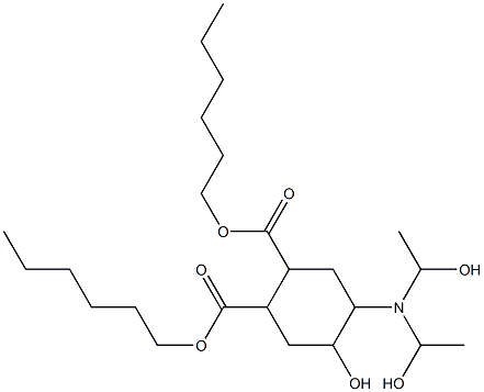 5-Hydroxy-4-[bis(1-hydroxyethyl)amino]-1,2-cyclohexanedicarboxylic acid dihexyl ester Struktur