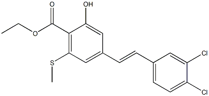 4-[(E)-2-(3,4-Dichlorophenyl)ethenyl]-2-hydroxy-6-(methylthio)benzoic acid ethyl ester Struktur