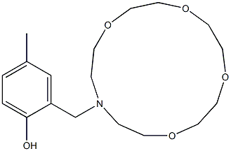 13-(2-Hydroxy-5-methylbenzyl)-1,4,7,10-tetraoxa-13-azacyclopentadecane Struktur