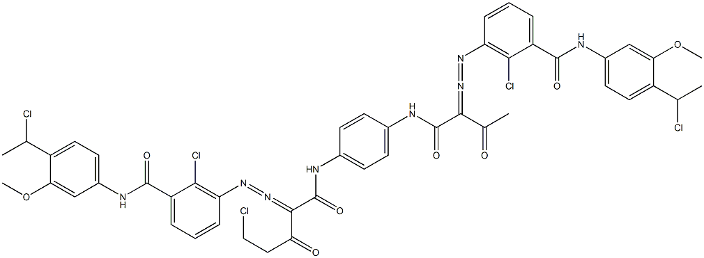 3,3'-[2-(Chloromethyl)-1,4-phenylenebis[iminocarbonyl(acetylmethylene)azo]]bis[N-[4-(1-chloroethyl)-3-methoxyphenyl]-2-chlorobenzamide] Struktur