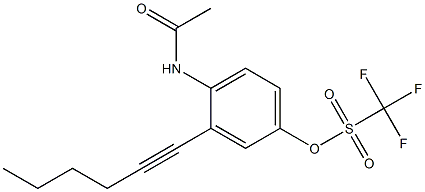 Trifluoromethanesulfonic acid 4-acetylamino-3-(1-hexynyl)phenyl ester Struktur