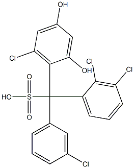 (3-Chlorophenyl)(2,3-dichlorophenyl)(6-chloro-2,4-dihydroxyphenyl)methanesulfonic acid Struktur