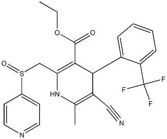 5-Cyano-1,4-dihydro-6-methyl-2-[(4-pyridinylsulfinyl)methyl]-4-(2-trifluoromethylphenyl)pyridine-3-carboxylic acid ethyl ester Struktur