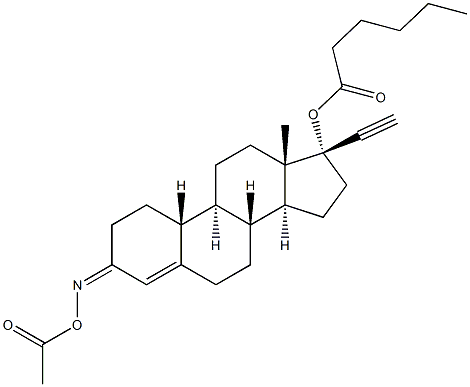 (17R)-17-(Hexanoyloxy)-19-norpregn-4-en-20-yn-3-one O-acetyl oxime Struktur