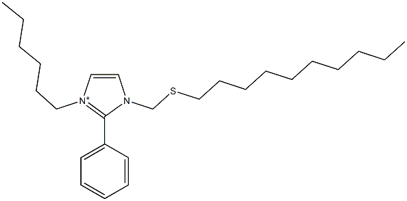 3-Hexyl-2-phenyl-1-[(decylthio)methyl]-1H-imidazol-3-ium Struktur