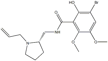 3-Bromo-2-hydroxy-5,6-dimethoxy-N-[[(2S)-1-(2-propenyl)pyrrolidin-2-yl]methyl]benzamide Struktur