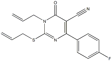 2-[(2-Propenyl)thio]-3-(2-propenyl)-4-oxo-6-(4-fluorophenyl)pyrimidine-5-carbonitrile Struktur