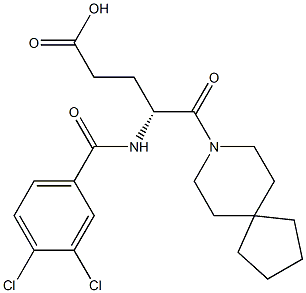 (R)-4-(3,4-Dichlorobenzoylamino)-5-oxo-5-(8-azaspiro[4.5]decan-8-yl)valeric acid Struktur