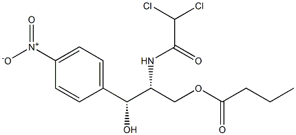 Butyric acid [(2R,3R)-3-(4-nitrophenyl)-3-hydroxy-2-[(dichloroacetyl)amino]propyl] ester Struktur