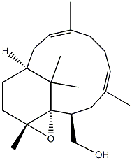 (1S,2S,11S,14R,4E,8E)-1,14-Epoxy-4,8,14,15,15-pentamethylbicyclo[9.3.1]pentadeca-4,8-diene-2-methanol Struktur