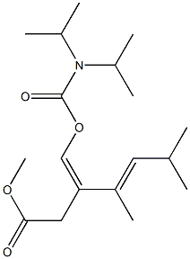 (3Z,4E)-3-[[(Diisopropylamino)carbonyloxy]methylene]-4,6-dimethyl-4-heptenoic acid methyl ester Struktur