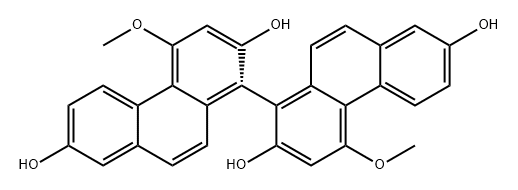 2,2',7,7'-Tetrahydroxy-4,4'-dimethoxy-1,1'-biphenanthrene Struktur