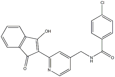 1-Hydroxy-2-[4-(4-chlorobenzoylaminomethyl)-2-pyridyl]-3H-inden-3-one Struktur