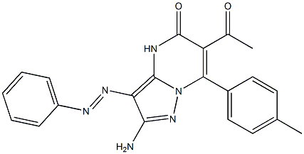 2-Amino-3-phenylazo-6-acetyl-7-(4-methylphenyl)pyrazolo[1,5-a]pyrimidin-5(4H)-one Struktur