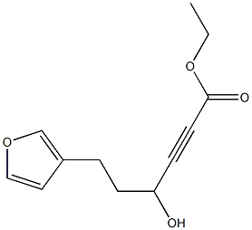 4-Hydroxy-6-(3-furyl)-2-hexynoic acid ethyl ester Struktur