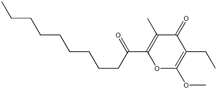 6-Methoxy-3-methyl-5-ethyl-2-(1-oxodecyl)-4H-pyran-4-one Struktur