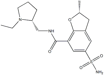 (R)-2,3-Dihydro-N-[[(2R)-1-ethyl-2-pyrrolidinyl]methyl]-2-methyl-5-sulfamoylbenzofuran-7-carboxamide Struktur