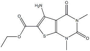 5-Amino-1,2,3,4-tetrahydro-1,3-dimethyl-2,4-dioxothieno[2,3-d]pyrimidine-6-carboxylic acid ethyl ester Struktur