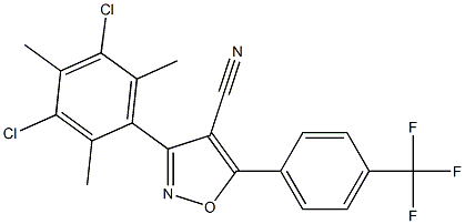 5-(4-Trifluoromethylphenyl)-3-(3,5-dichloro-2,4,6-trimethylphenyl)-isoxazole-4-carbonitrile Struktur