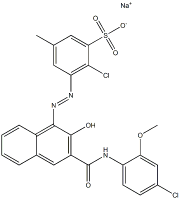 2-Chloro-5-methyl-3-[[3-[[(4-chloro-2-methoxyphenyl)amino]carbonyl]-2-hydroxy-1-naphtyl]azo]benzenesulfonic acid sodium salt Struktur