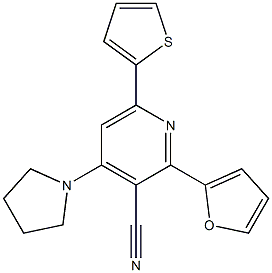 2-(2-Furanyl)-4-(pyrrolidin-1-yl)-6-(2-thienyl)pyridine-3-carbonitrile Struktur