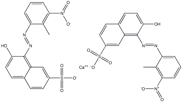 Bis[1-[(2-methyl-3-nitrophenyl)azo]-2-hydroxy-7-naphthalenesulfonic acid]calcium salt Struktur