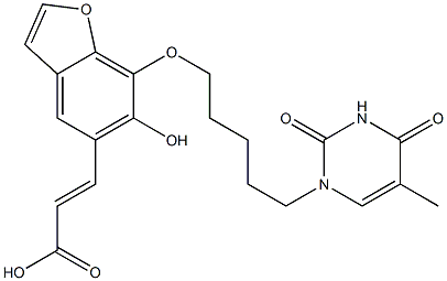 6-Hydroxy-7-[5-[(1,2,3,4-tetrahydro-5-methyl-2,4-dioxopyrimidin)-1-yl]pentyloxy]benzofuran-5-acrylic acid Struktur