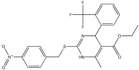 1,4-Dihydro-2-(4-nitrobenzylthio)-4-(2-trifluoromethylphenyl)-6-methylpyrimidine-5-carboxylic acid ethyl ester Struktur