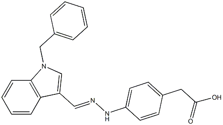 4-[2-[[1-Benzyl-1H-indol-3-yl]methylene]hydrazino]benzeneacetic acid Struktur