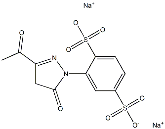 2-[(3-Acetyl-5-oxo-4,5-dihydro-1H-pyrazol)-1-yl]-1,4-benzenedisulfonic acid disodium salt Struktur