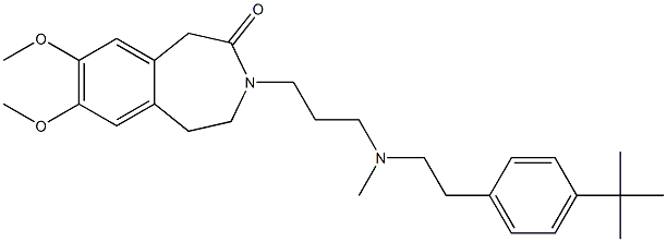 4,5-Dihydro-7,8-dimethoxy-3-[3-[N-methyl-2-(4-tert-butylphenyl)ethylamino]propyl]-1H-3-benzazepin-2(3H)-one Struktur