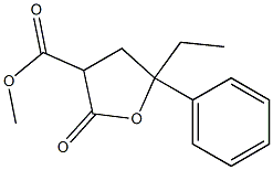 Tetrahydro-2-oxo-5-phenyl-5-ethylfuran-3-carboxylic acid methyl ester Struktur