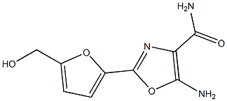 5-Amino-2-(5-hydroxymethyl-2-furanyl)oxazole-4-carboxamide Struktur