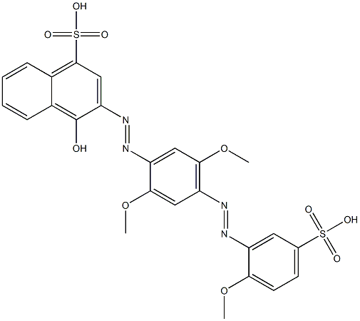 1-Hydroxy-2-[4-(2-methoxy-5-sulfophenylazo)-2,5-dimethoxyphenylazo]-4-naphthalenesulfonic acid Struktur